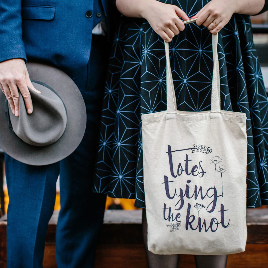 totes tying the knot totebag